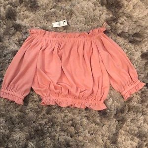 Express Textured Off The Shoulder Crop Top